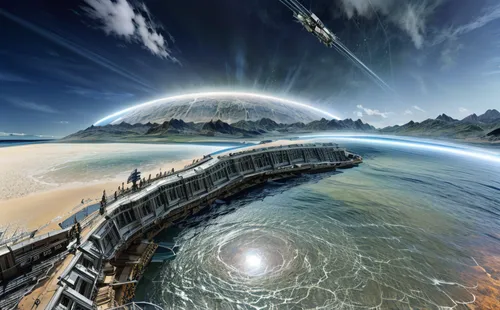 stargate,wormhole,futuristic landscape,interstellar bow wave,alien world,planet eart,alien planet,terraforming,parallel worlds,little planet,exoplanet,space art,virtual landscape,planet alien sky,fantasy landscape,parallel world,fantasy picture,photo manipulation,cosmic eye,ice planet