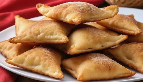 seven pastries piled up on top of a white plate,samosas,piromalli,pirotta,samosa,gujiao,hadjicostis,Photography,General,Realistic