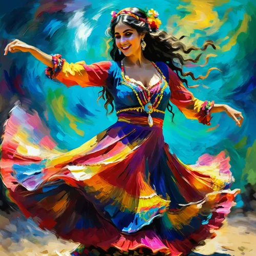 ethnic dancer,tanoura dance,radha,belly dance,dancer,the festival of colors,flamenco,gypsy soul,boho art,dance,bollywood,dance with canvases,folk-dance,salsa dance,iranian nowruz,dancing,latin dance,indian art,turkish culture,sari,Conceptual Art,Oil color,Oil Color 21