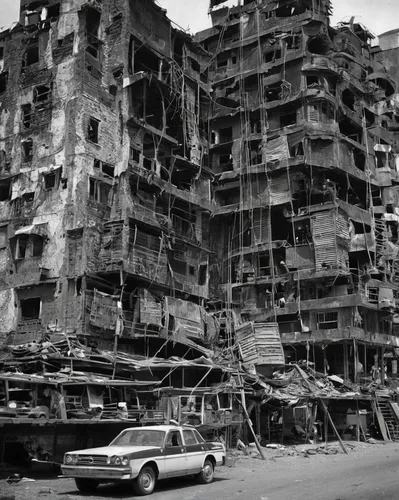 kowloon city,hashima,destroyed city,building rubble,demolition,earth quake,reinforced concrete,demolition work,kowloon,rubble,dilapidated,underconstruction,stalingrad,destroyed area,luxury decay,post-apocalypse,destroyed houses,ha noi,habitat 67,year of construction 1972-1980,Photography,Black and white photography,Black and White Photography 13