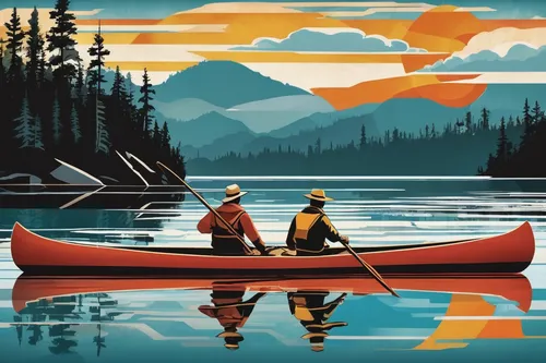 kayak,kayaks,kayaking,kayaker,tofino,canoeing,canoes,two jack lake,sea kayak,canoe,alaska,travel poster,yukon territory,canoe polo,british columbia,dug out canoe,dugout canoe,west canada,vancouver island,paddling,Illustration,Vector,Vector 18