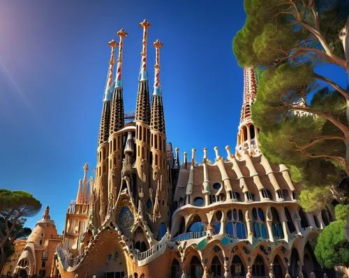 sagrada familia,gaudi,expiatory,triforium,gaudi park,barcellona,park güell,barcelone,spires,eixample,sagrada,cinderella's castle,duomo,guell,cathedrals,basiliensis,bcn,barcelona,gothic church,palma trees,Conceptual Art,Daily,Daily 05