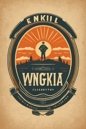 Create a retro-style logo for a vintage clothing brand in an old school font.,wka,wingko,klinkel,cd cover,record label,grain whisky,logodesign,nikola,dinkel wheat,w badge,wupatki,yogyakarta,walkie tal