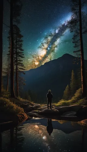 landscape background,photomanipulation,photo manipulation,the milky way,starry night,milky way,night sky,the universe,the night sky,yosemite,nightsky,astronomy,creative background,world digital painting,trillium lake,stargazing,fantasy picture,milkyway,starry sky,yosemite park,Photography,General,Natural