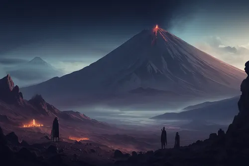 volcanic landscape,volcano,volcanoes,volcanos,volcanic,volcanic field,the volcano,stratovolcano,fire mountain,volcanism,shield volcano,krafla volcano,fantasy landscape,lava dome,active volcano,volcano area,volcanic landform,lava,volcanic eruption,mountain sunrise,Conceptual Art,Fantasy,Fantasy 02