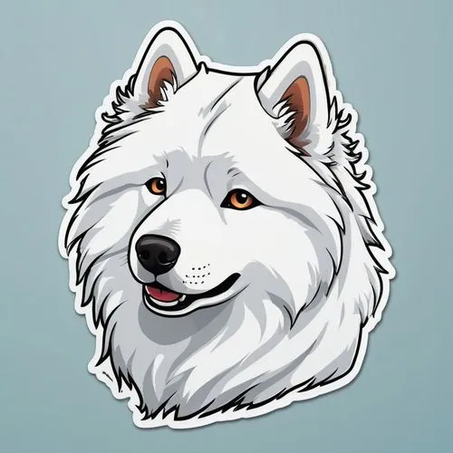 samoyed,bearded collie,american eskimo dog,malamute,dog illustration,skype icon,canadian eskimo dog,northern inuit dog,finnish lapphund,rough collie,greenland dog,icelandic sheepdog,swedish lapphund,berger blanc suisse,collie,sakhalin husky,clipart sticker,german spitz mittel,alaskan malamute,kishu,Unique,Design,Sticker