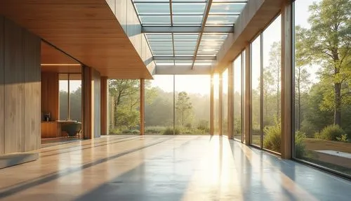 daylighting,3d rendering,sunroom,laminated wood,revit,wooden decking,roof landscape,passivhaus,hardwood floors,mid century house,render,timber house,wood deck,glass facade,modern house,forest house,wooden floor,wood floor,renderings,interior modern design,Photography,General,Realistic