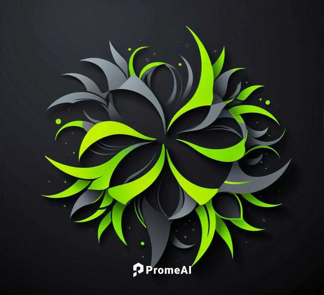 a paper art flower with green leaves on black,lotus png,wreath vector,flowers png,spotify logo,spotify icon,steam logo,Unique,Design,Logo Design