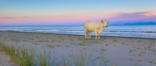 camargue,beach grass,famara,alpine cow,antelope island,iceland horse,stray dog on beach,the beach-grass elke,mountain cow,cow heron,beach landscape,whale cow,cow,palomino,grazing,beach scenery,beach background,holstein cow,ruminant,albino horse,Conceptual Art,Oil color,Oil Color 17