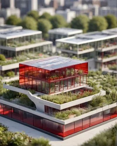 solar cell base,hahnenfu greenhouse,roof garden,autostadt wolfsburg,glass facade,3d rendering,glass building,cubic house,eco-construction,mixed-use,biotechnology research institute,shipping containers,archidaily,eco hotel,modern architecture,appartment building,glass facades,greenhouse,modern building,roof terrace