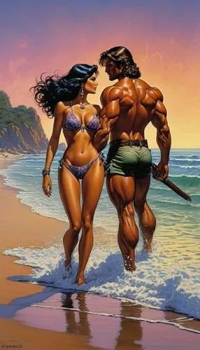 man and woman,man and wife,supercouple,ultraverse,liefeld,bodybuilders,Illustration,American Style,American Style 07