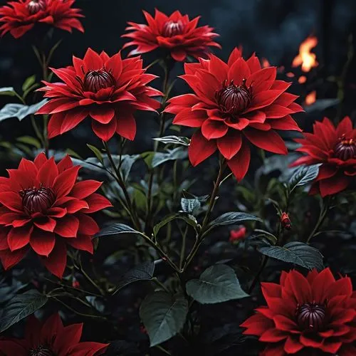 a red flower with yellow stamen in the center,red flowers,red dahlia,orange red flowers,red orange flowers,red blooms,red chrysanthemum