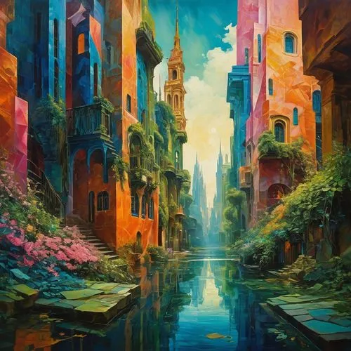 colorful city,venetian,veneziani,milanetto,murano,venetians,Conceptual Art,Fantasy,Fantasy 05