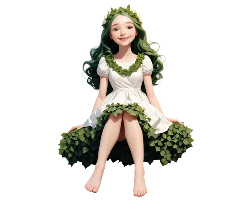 dryad,little girl fairy,background ivy,green wreath,girl in a wreath,garden fairy,faerie,dryads,fairy,fairie,forest clover,flower fairy,faery,saria,fairy queen,linden blossom,lily of the field,elf,clovers,muguet,Illustration,Japanese style,Japanese Style 11