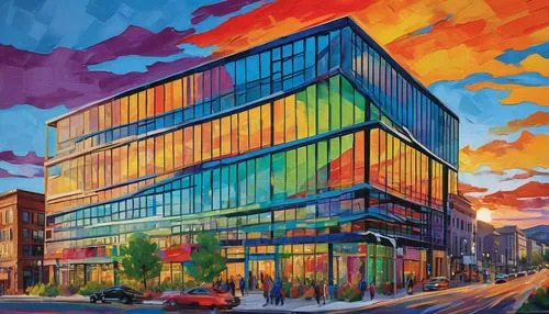 colorful facade,ocad,colorful city,massart,colorful glass,glass building,hypermodern,rpi,contemporary,ubc,rit,benaroya,orenco,mvrdv,umc,njitap,uoit,macewan,phototherapeutics,nbbj,Conceptual Art,Oil color,Oil Color 25