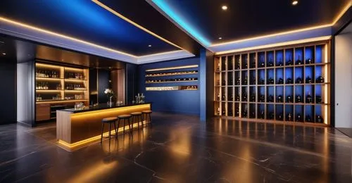 Wine bar store design combines overall dark design with walnut furniture
The left wall is done the same way as the reference photo.
The ceiling is also the same as the reference photo, but the interio