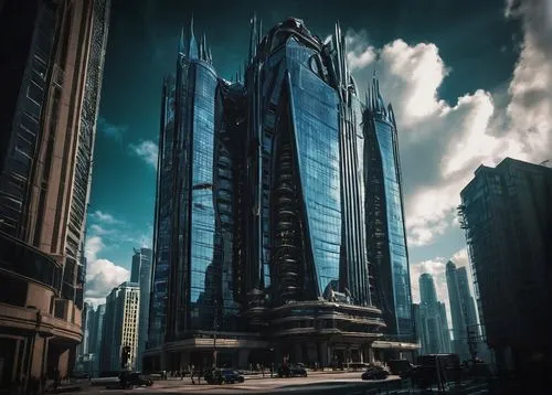 futuristic architecture,the skyscraper,skycraper,lexcorp,skyscraper,arcology,oscorp,megacorporation,coruscant,supertall,barad,skyscraping,skylstad,metropolis,cybercity,weyland,megacorporations,genosha,skyscapers,skyscrapers,Illustration,Realistic Fantasy,Realistic Fantasy 47