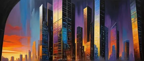 skyscrapers,cityscape,skyscraper,city skyline,metropolis,the skyscraper,skyline,high rises,futuristic landscape,skyscraping,skycraper,urban towers,ctbuh,skyscraper town,highrises,cybercity,tall buildings,sky city,city scape,supertall,Conceptual Art,Oil color,Oil Color 22