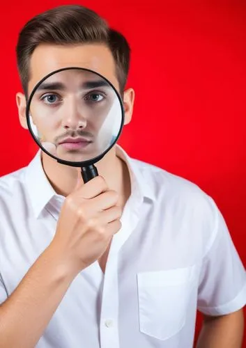 the man has a magnifying glass over his face,magnifying glass,magnifier glass,reading magnifying glass,magnify glass,magnifying lens,magnifying