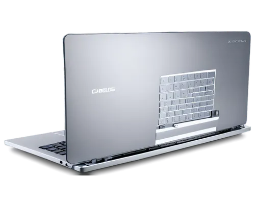 Modern laptop, silver metallic body, glowing white keyboard backlight, high-resolution touchscreen, sleek design, shallow angle, softbox lighting, 3/4 composition, realistic texture, detailed keys, pr