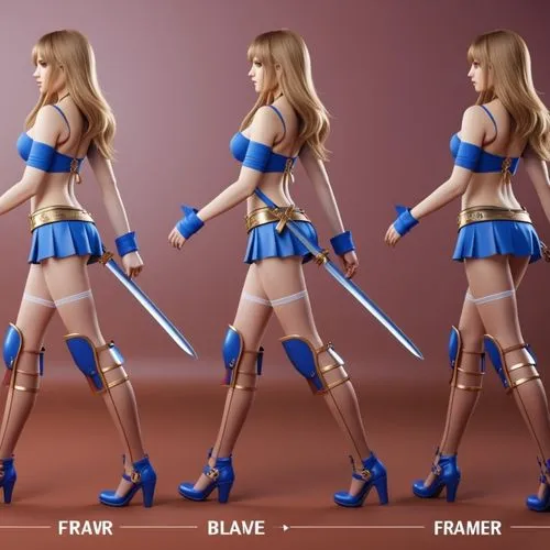 product design，Packaging Design,some very pretty girls with high heels and swords,sophitia,fighting poses,yuanji,bradamante,falke,stand models,Photography,General,Realistic