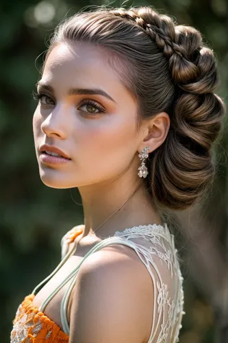 cabelo ruivo, roupa da cor laranja,updo,artificial hair integrations,braid,french braid,bridal jewelry,bridal accessory,rapunzel,chignon,princess leia,braids,braiding,braided,gypsy hair,hairstyle,miss