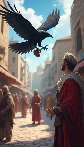 biblical narrative characters,3d crow,king of the ravens,daenerys,kings landing,ertugrul,Photography,General,Realistic