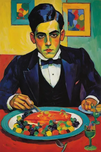 picasso,enrico caruso,sicilian cuisine,braque francais,post impressionist,self-portrait,romanescu,martini,italian painter,1921,appetite,apéritif,1926,waiter,pastirma,post impressionism,advertising figure,young man,cuisine classique,culantro,Art,Artistic Painting,Artistic Painting 36