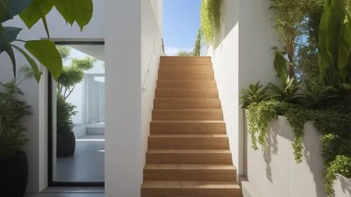 hallway space,outside staircase,wooden stairs,garden design sydney,plant tunnel,staircases,stairways,stairwell,green living,entryway,hallway,wooden stair railing,breezeway,walkway,climbing garden,hang