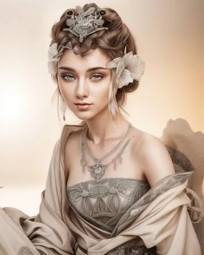 bridal jewelry,bridal accessory,fantasy portrait,diadem,bridal clothing,victorian lady,celtic queen,fantasy art,romantic portrait,romantic look,white rose snow queen,jessamine,faery,princess leia,fantasy picture,ancient egyptian girl,fairy queen,filigree,thracian,fairy tale character,Common,Common,Natural