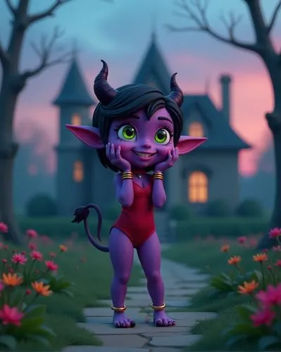 imp,cynder,bedevil,devil,cute cartoon character,demona