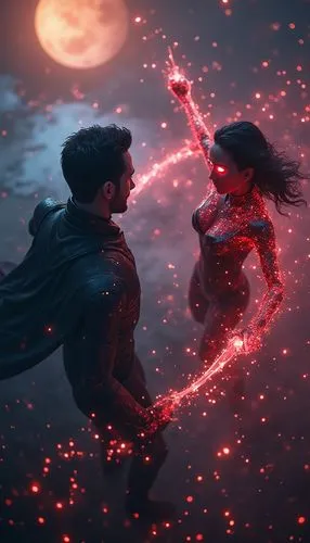 scarlet witch,fire dance,taki,dancing flames,elektra,supercouple