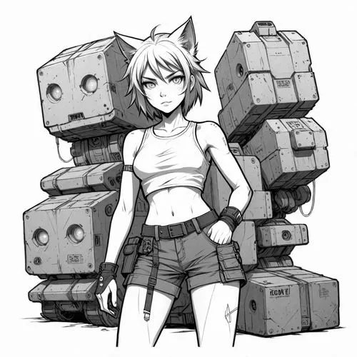 tomboys,pile of firewood,cinderblock,workgear,hausser,croft,Design Sketch,Design Sketch,Detailed Outline