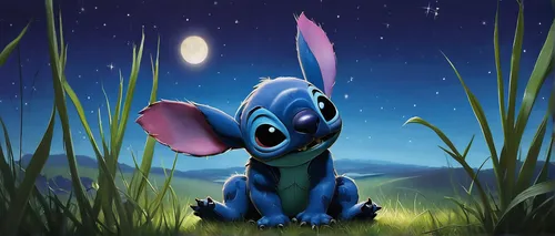 stitch,moonlight cactus,fireflies,bluebell,cute cartoon character,dumbo,firefly,glowworm,blue butterfly background,lilo,bulbasaur,navi,edit icon,cute cartoon image,dusk background,big ears,ori-pei,ears,dark-type,growth icon,Conceptual Art,Sci-Fi,Sci-Fi 25