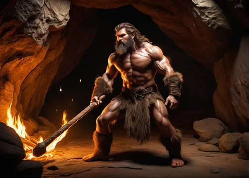 cave man,barbarian,neanderthal,caveman,neanderthals,hercules,minotaur,paleolithic,dwarf cookin,splitting maul,thorin,stone age,blacksmith,biblical narrative characters,grog,woodsman,norse,neolithic,raider,prehistory,Art,Classical Oil Painting,Classical Oil Painting 15