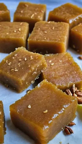 besan barfi,peanut brittle,diwali sweets,rasgula,turrón,chikki,indian sweets,calendula soap,south asian sweets,halva,nian gao,caramel shortbread,dulce de leche,carambola,thai honey queen orange,irish potato candy,asafoetida,almond tiles,jaggery tree,dried apricots,Photography,General,Realistic