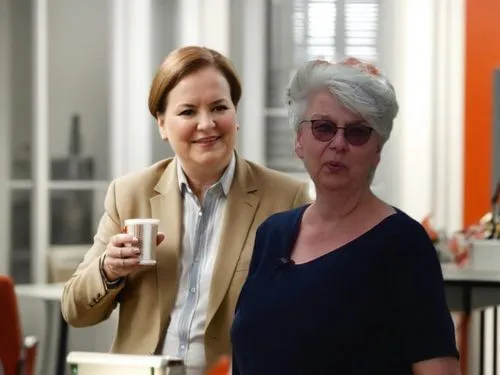 Claudia as a guest of the Chief of the Factory,aksener,koffiekamp,woman drinking coffee,cdu,zdf,weidel,heitkamp,tagesschau,toksvig,ahrendts,cafemom,savisaar,meryl,secretariats,bev,abfab,café au lait,s