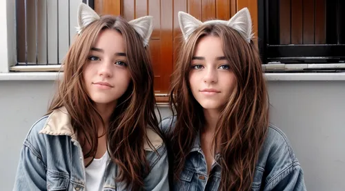 cat ears,,two cats,image editing,cat ears,mirror image,image manipulation,cat frame,two wolves,british longhair cat,british semi-longhair,photo effect,gray cat,two girls,edit icon,tabby cat,mirroring,