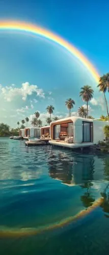 houseboats,houseboat,floating huts,cube stilt houses,house by the water,over water bungalow,over water bungalows,rainbow bridge,floating island,florida home,floating islands,island suspended,electrohome,house with lake,seasteading,beautiful home,dreamhouse,idyllic,double rainbow,tropical house