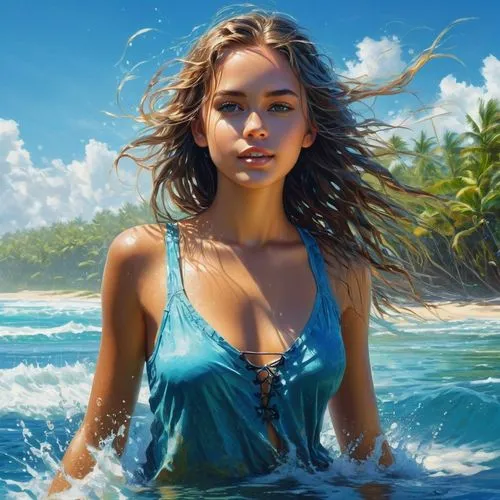 donsky,beach background,sea water splash,blue waters,ocean background,world digital painting,tahitian,blue water,photorealist,tropical sea,beautiful beach,water nymph,blue painting,blue hawaii,oil painting,underwater background,ocean blue,ocean,azzurro,sea water,Conceptual Art,Fantasy,Fantasy 12