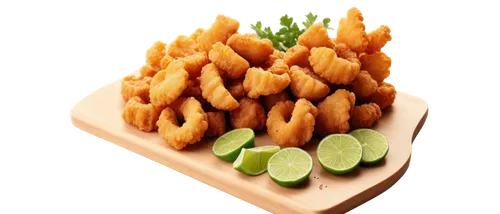 Crispy pork rinds, golden brown skin, tender meat, juicy texture, wooden cutting board, fresh cilantro leaves, lime wedges, salt sprinkles, warm afternoon light, shallow depth of field, appetizing com