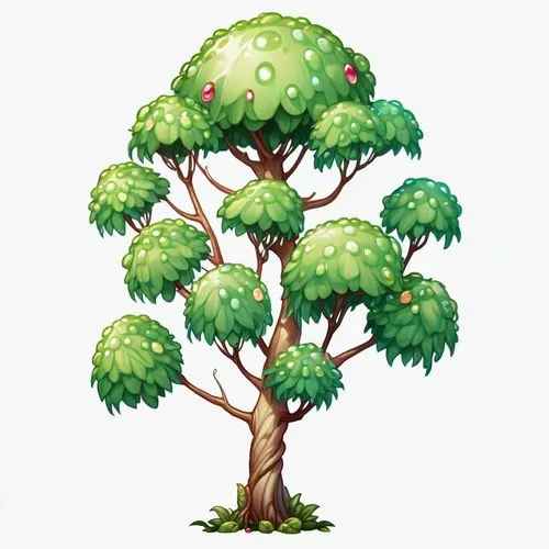 2d side sprite of a gumdrop bush, transparent background,a cartoon picture of a tree,hokka tree,flourishing tree,growth icon,dwarf tree,green tree phyton,small tree,Illustration,Abstract Fantasy,Abstr