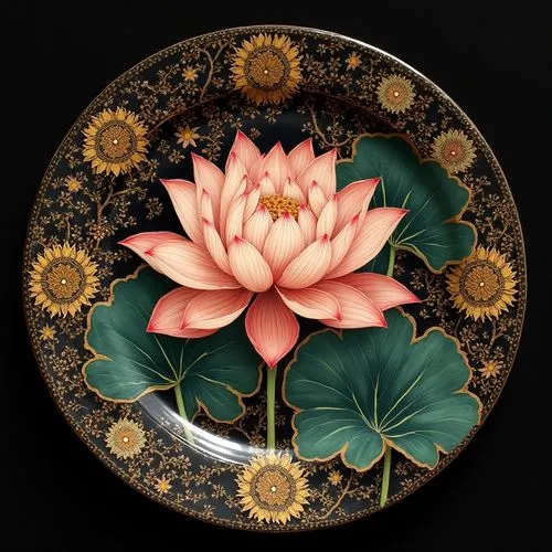 water lily plate,lotus blossom,decorative plate,blooming lotus,lotus,korean chrysanthemum