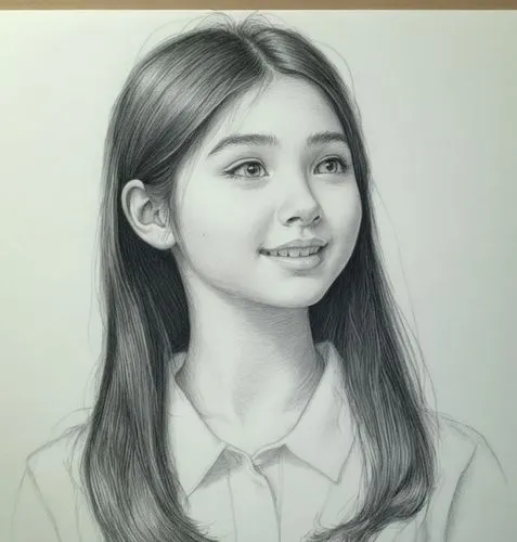 女孩，白色衬衫，黑色长发,a pencil drawing of a girl's face and bangs,girl drawing,girl portrait,akimoto,pencil frame,graphite,mari makinami,Illustration,Black and White,Black and White 30