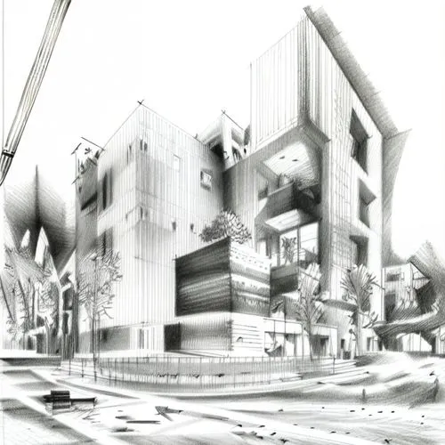 archidaily,kirrarchitecture,cube stilt houses,arq,cubic house,multistoreyed,arhitecture,urban design,housebuilding,modern architecture,japanese architecture,urban development,architect plan,hanging houses,architect,3d rendering,cube house,residential,house drawing,school design,Design Sketch,Design Sketch,Pencil Line Art