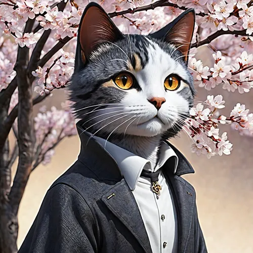 chinese pastoral cat,aristocrat,tuxedo,cat image,gentlemanly,cat portrait,cat vector,napoleon cat,flower cat,tuxedo just,cartoon cat,groom,cat sparrow,romantic portrait,tom cat,cat,formal guy,tux,pet portrait,portrait background,Illustration,Japanese style,Japanese Style 14