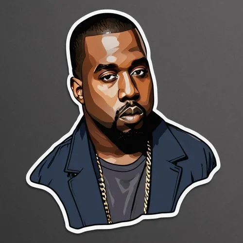 kanye west,the head and shoulders of a black man, wearing a blue jacket,vector illustration,vector art,kayne,vector graphic,vector image,clipart sticker,donda,clip art 2015,ye,clip art,phone clip art,