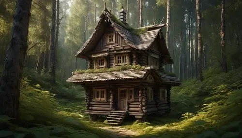 house in the forest,forest house,witch's house,little house,fairy house,small house,lonely house,wooden house,log cabin,small cabin,witch house,wooden hut,log home,tree house,treehouse,ancient house,miniature house,cabin,treehouses,cottage,Conceptual Art,Fantasy,Fantasy 11