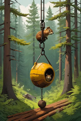 logging truck,wooden swing,tree swing,tree with swing,treehouse,wooden birdhouse,tree house,bird house,wooden cable reel,birdhouse,cablecar,birdhouses,hoist,yellow fir,zipline,fishing reel,golden swing,log truck,fishing float,bird feeder,Conceptual Art,Fantasy,Fantasy 09