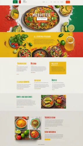 Design a Mexican-themed website with a stylish and modern font,mexican foods,latin american food,website design,tex-mex food,mediterranean cuisine,web mockup,indian cuisine,indian chinese cuisine,mexi